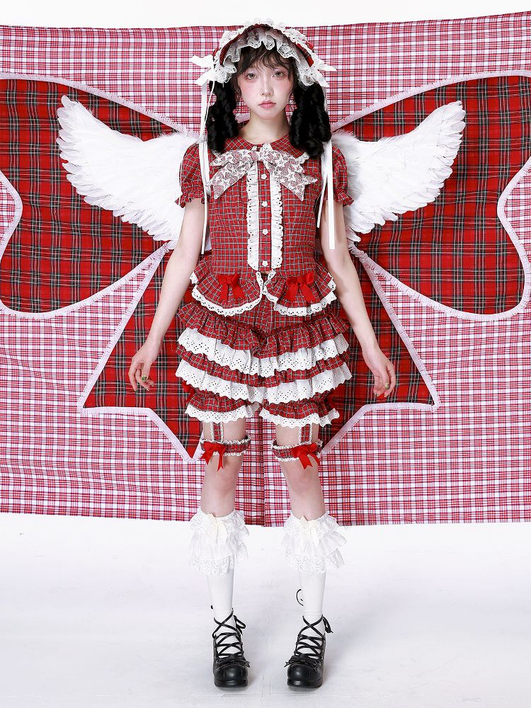 Red Plaid Cake Skirt【s0000012193】