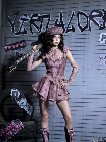 Embroidered Sequins Denim Girl Punk Style Slip Dress【s0000014023】