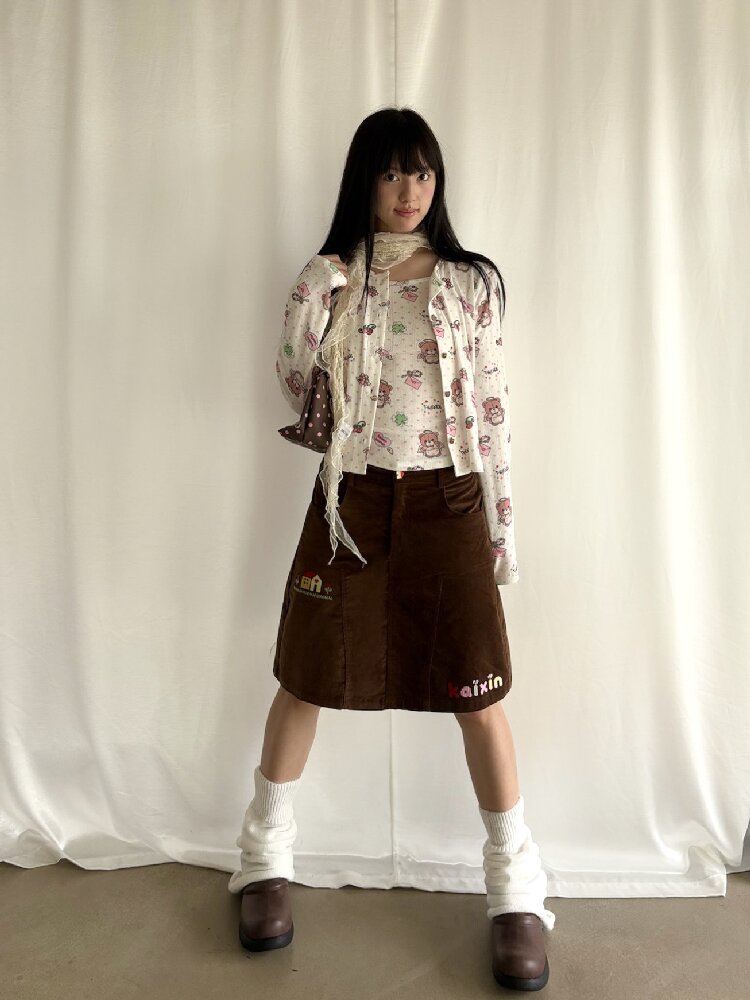 Brown Corduroy Embroidered Skirt【s0000019082】
