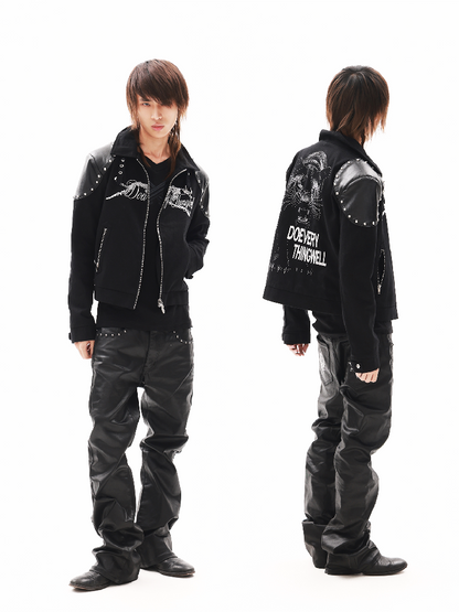 Leather Armor Rivet Canvas Jacket【s0000018352】