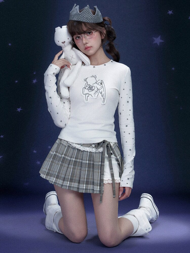 Checkered Pleated Flower Bud Skirt【s0000015765】