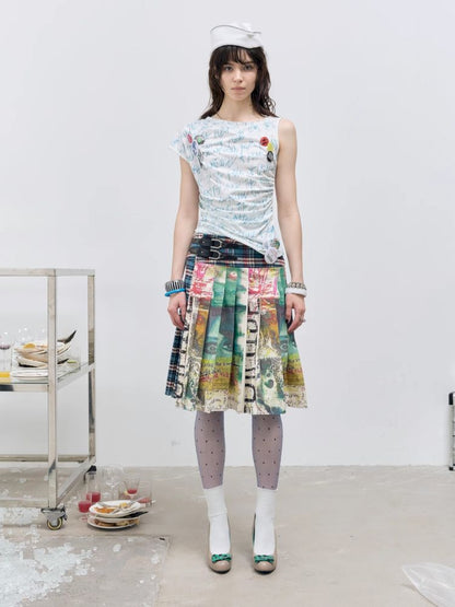 Plaid Half Pleated Skirt【s0000012413】