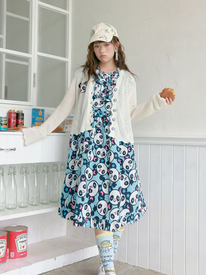 Blue panda pattern dress【s0000012757】