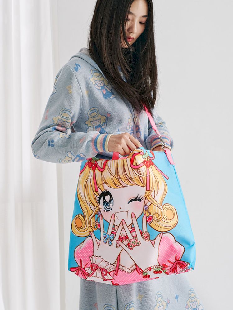 Girl Illustration Pattern Crossbody Handbag【s0000012347】