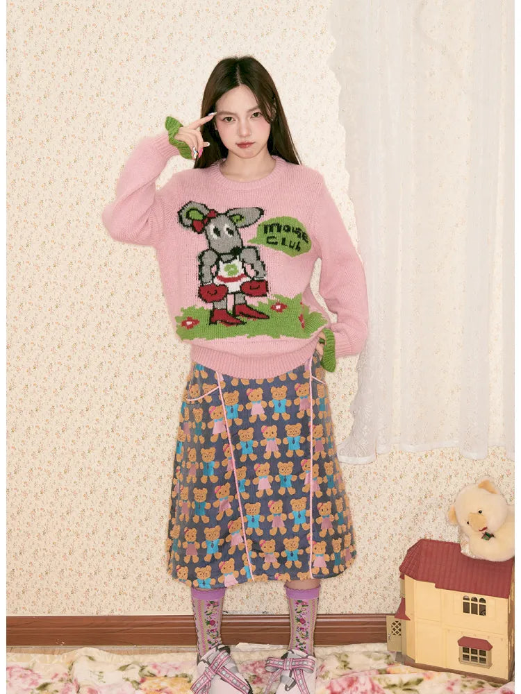 Bear Contrast-Color Skirt【s0000014145】