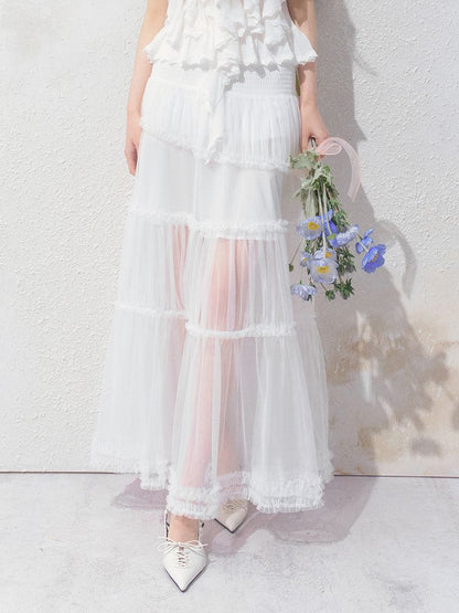 Semi-Sheer Vibe Halter Long Skirt【s0000012158】