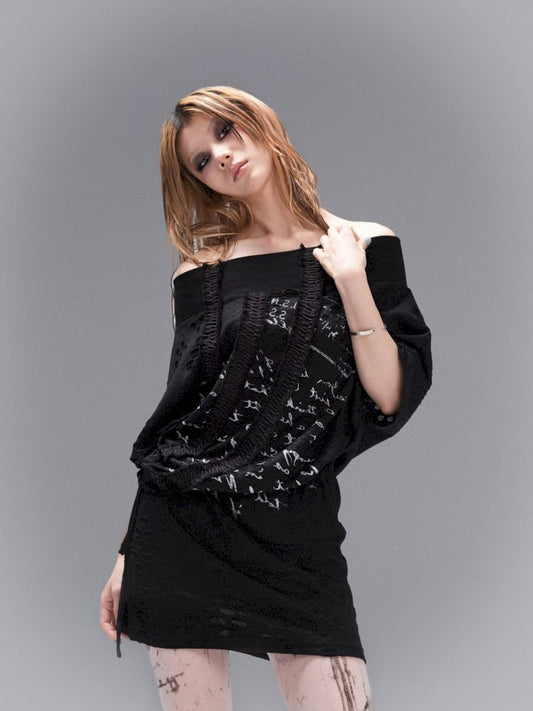 Bat Short Sleeve One Neck Top Dress【s0000008462】