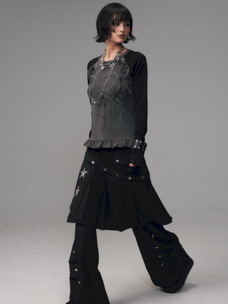 Two-Piece Pleated Skirt-Pants【s0000014456】