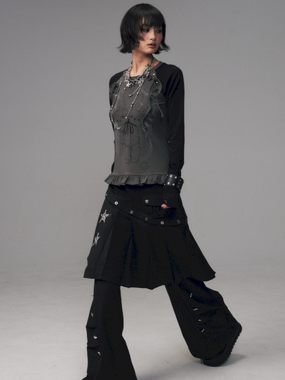 Two-Piece Pleated Skirt-Pants【s0000014456】