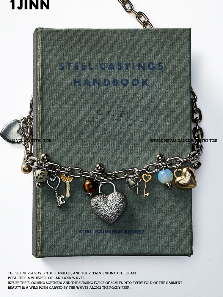 Stone metal heart short necklace【s0000012410】