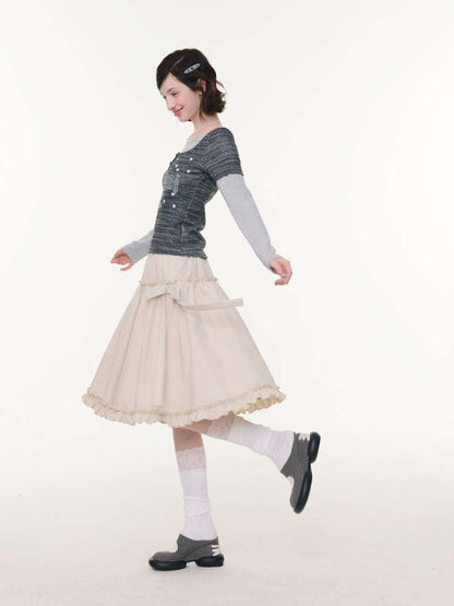 Retro Khaki A-Line Slimming Skirt【s0000015425】