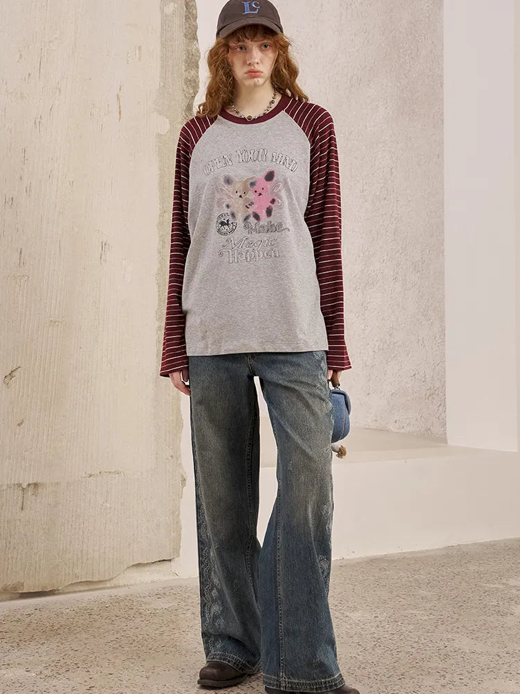 Vintage-Washed Relaxed Straight-Leg Jeans【s0000014043】
