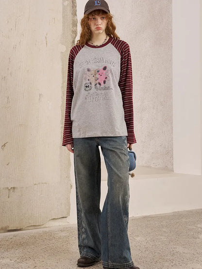 Vintage-Washed Relaxed Straight-Leg Jeans【s0000014043】