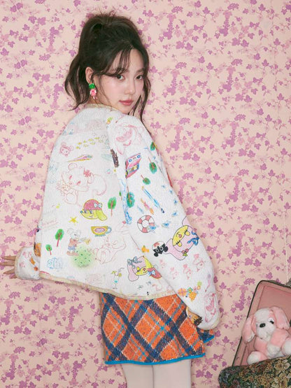 Graffiti Fleece Button Cardigan【s0000015369】