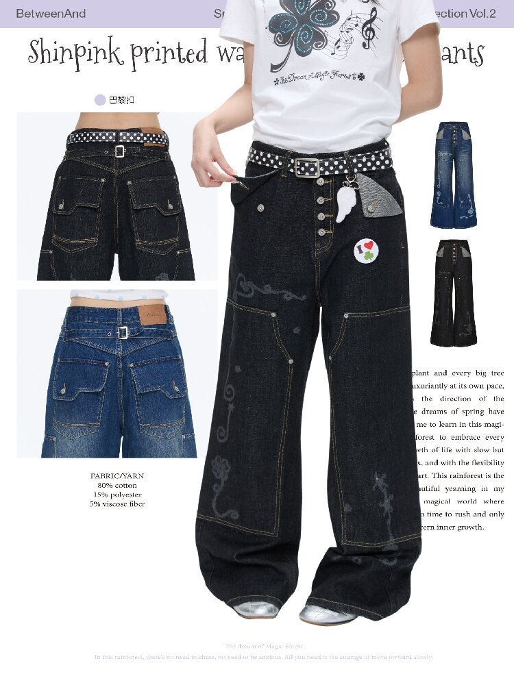 Stud Washed Two Tone Raw Jeans【s0000016398】