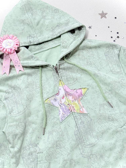 Star-Print Hooded Sweatshirt【s0000014437】