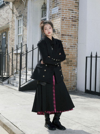 Patchwork Pleated Plaid Suit Skirt【s0000004722】