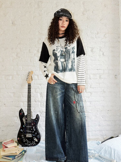Loose Slub Cotton Printed T-Shirt【s0000017897】