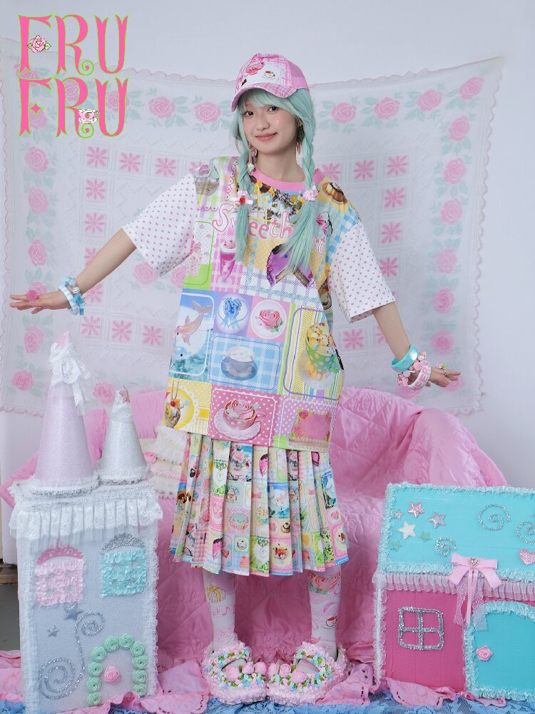 Summer Print Pleated Half Skirt【s0000017451】
