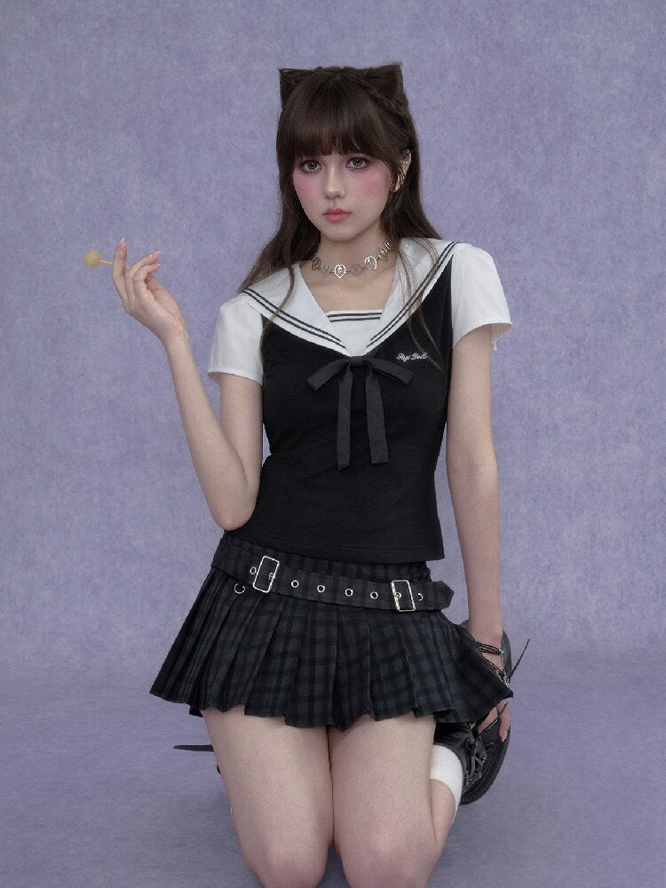 Plaid Belt Pleated Skirt Shorts【s0000017275】