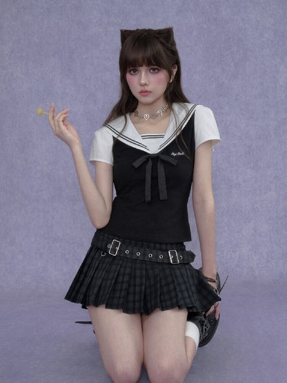 Plaid Belt Pleated Skirt Shorts【s0000017275】