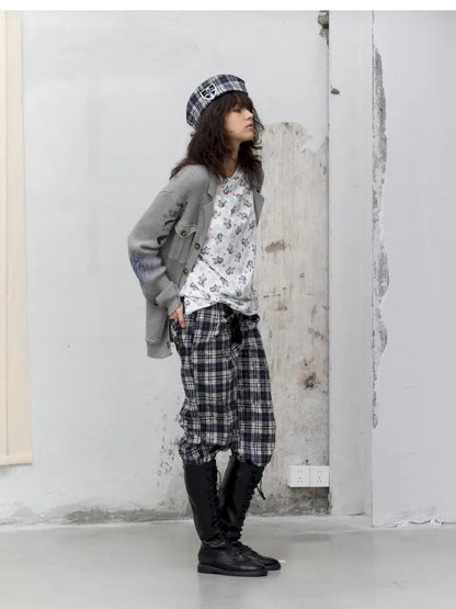 Graffiti-Print Knit Cardigan Sweater【s0000014202】