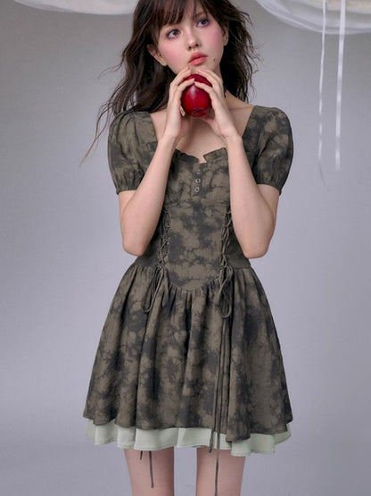 Romantic fairy sense tie-dye printing dress【s0000013371】