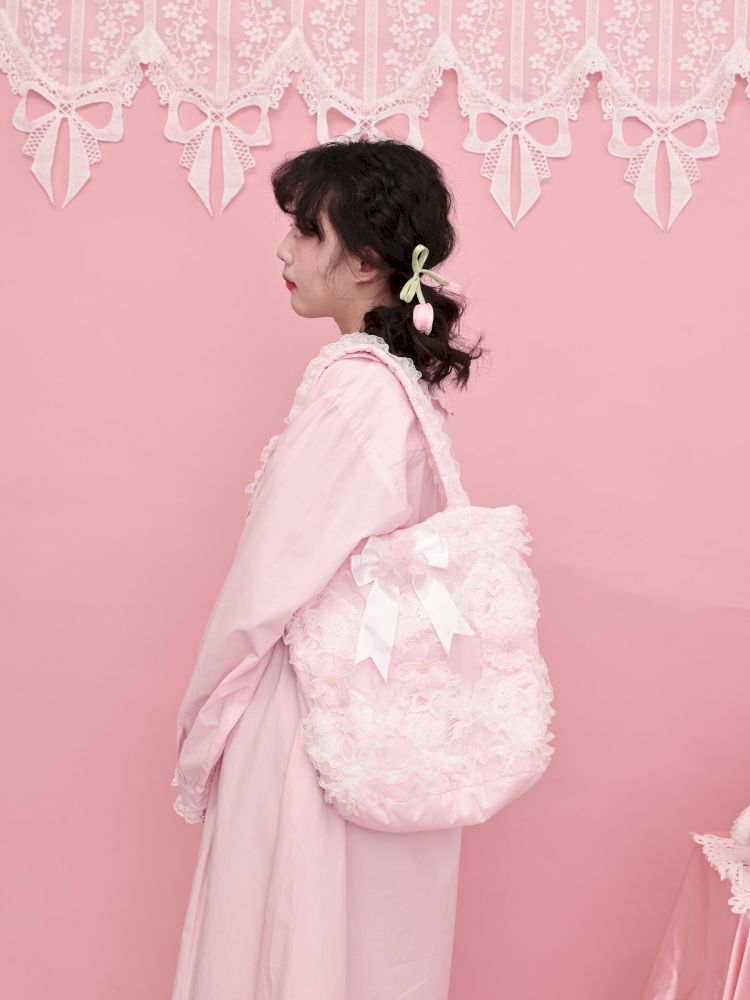 Embroidery sandwich cotton shoulder bag【s0000013499】