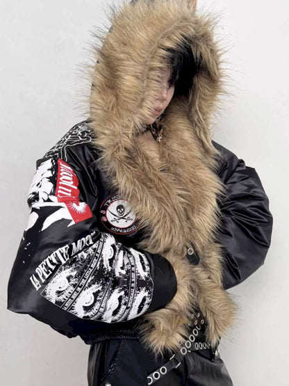 Leopard Print Lining Thickened Hooded Coat【s0000014537】