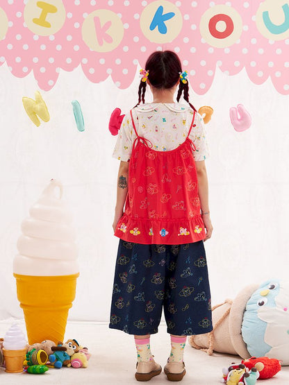 Animal Angel Heavy Embroidery Red Camisole Top【s0000013186】