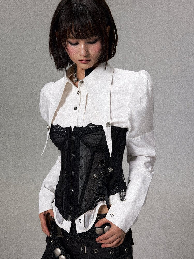 Dark Palace Mesh Fishbone Top【s0000018497】
