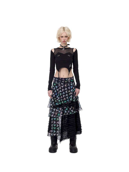 Black Metal Mesh Star Skirt【s0000015125】
