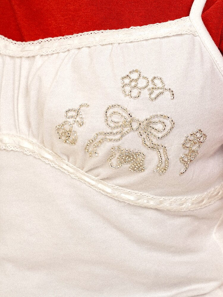 Lace Pearl Bead Embroidered Cami【s0000017907】