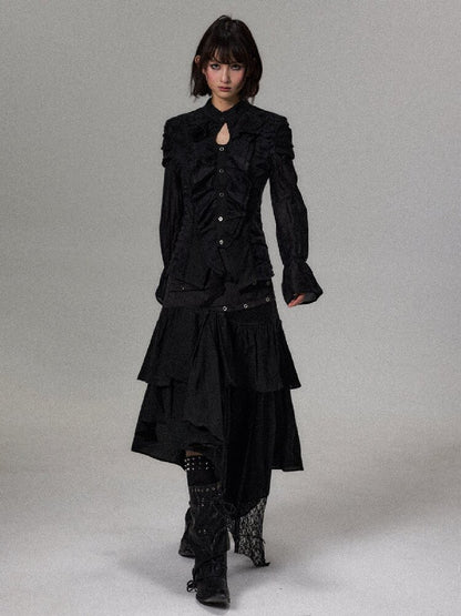 Dark Palace Asymmetrical Ruffle Shirt【s0000018502】