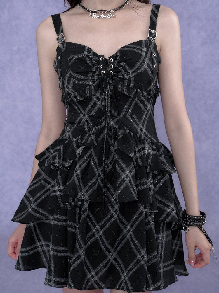 Plaid Metal Camisole Dress【s0000017688】