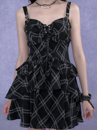 Plaid Metal Camisole Dress【s0000017688】