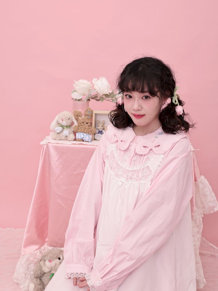 Round Neck Embroidered Pink Lace Dress【s0000013494】