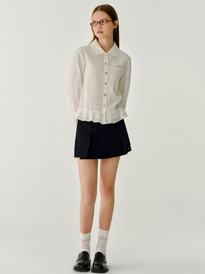 Doll Collar Solid Color Bow Flutter Shirt【s0000011963】