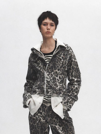 Leopard Print Washed and Aged Jacket【s0000011632】