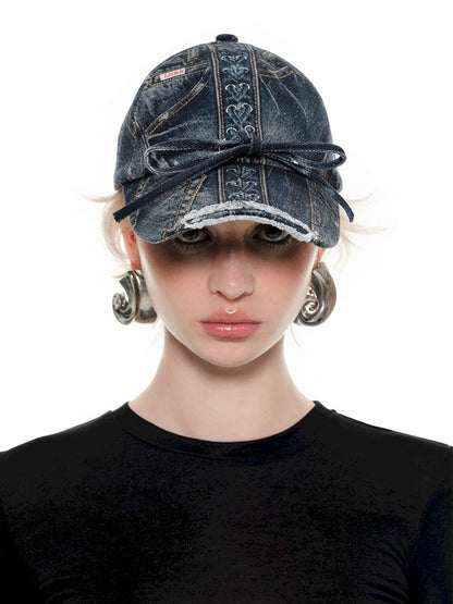 Denim Printed Baseball Cap【s0000009866】