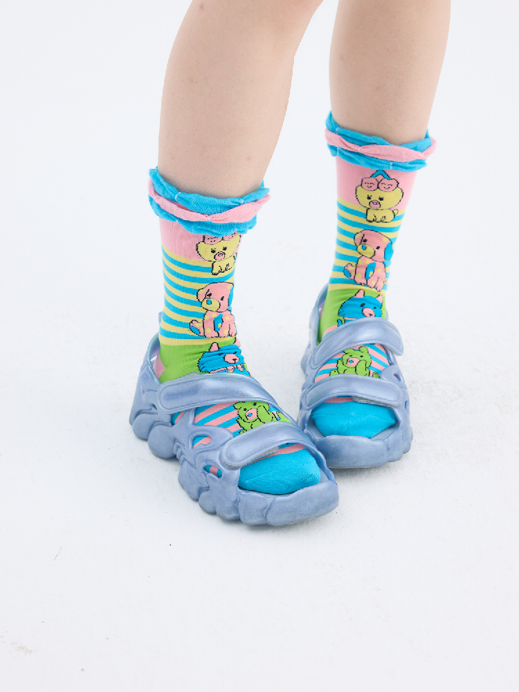 Striped Animal Pattern Knit Socks【s0000017702】
