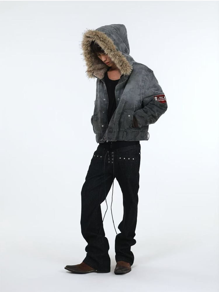 Stacked Raw Denim Zipper Jeans【s0000018188】