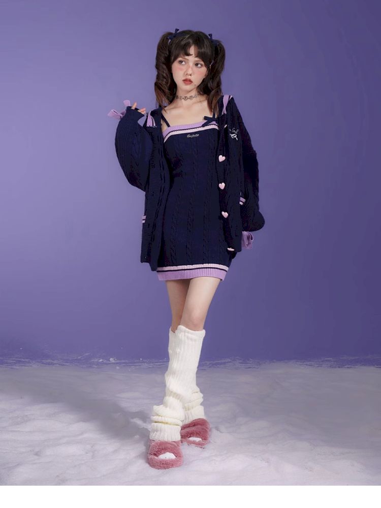 Romantic Pure Desire Sweater Dress Set【s0000005053】