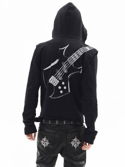 Silver Foil Dark Metallic Zip Hoodie【s0000018363】