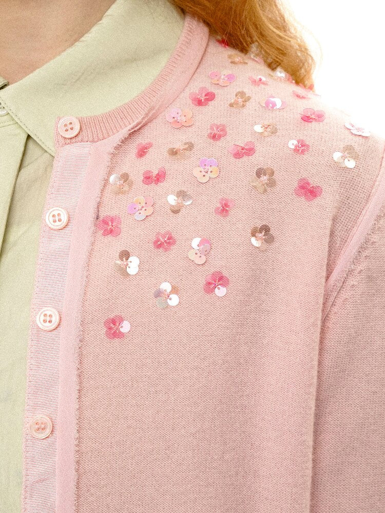 Cashmere Beaded Floral Cardigan【s0000016111】