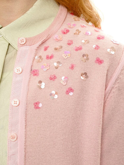 Cashmere Beaded Floral Cardigan【s0000016111】