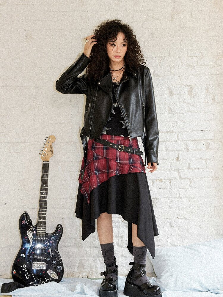 Punk Plaid Patchwork Irregular Skirt【s0000017899】