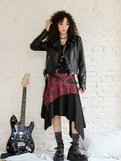 Punk Plaid Patchwork Irregular Skirt【s0000017899】