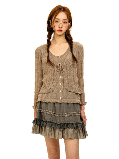 Hollow Twisted Knit Cardigan【s0000017932】
