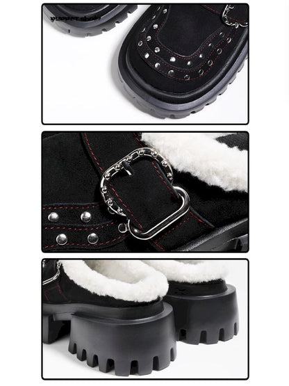 꼭두각시 쇼 [Original] New Baotou Wear Punk Wool 슬리퍼 2025 두꺼운 껍질과 양털 Birkenstocks